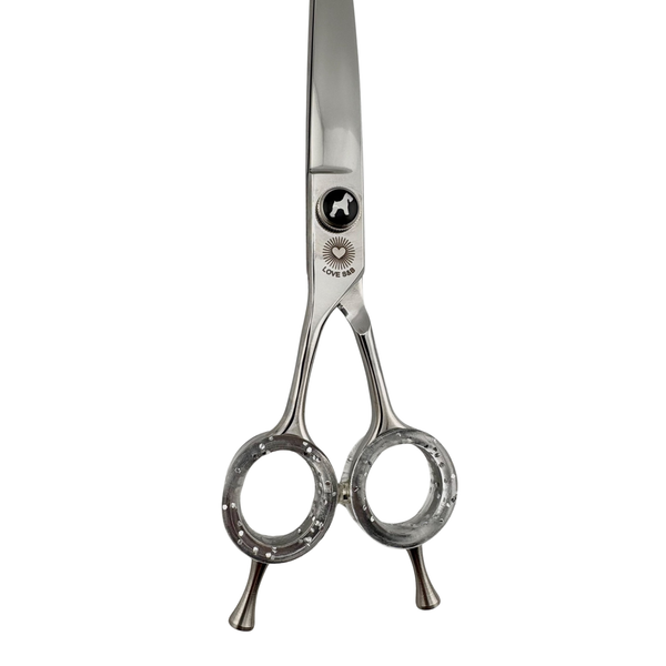7" LOVE S&B Left Handed Curved Scissors With Dog Pivot