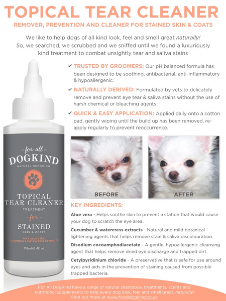 For All DogKind Topical Tear Cleaner for Stained Skin and Coats
