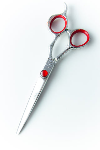 Debut Fire Straight Scissors, Red